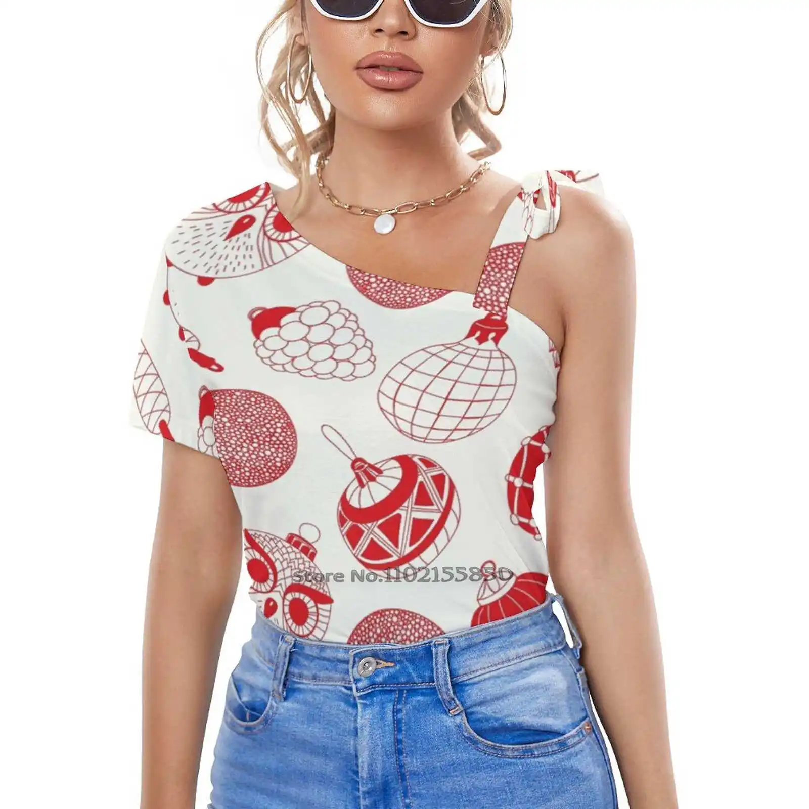 

Женская футболка с рождественскими украшениями, повседневные топы с коротким рукавом, футболка с V-образным вырезом на молнии, женские свободные футболки, футболки с рисунком животного