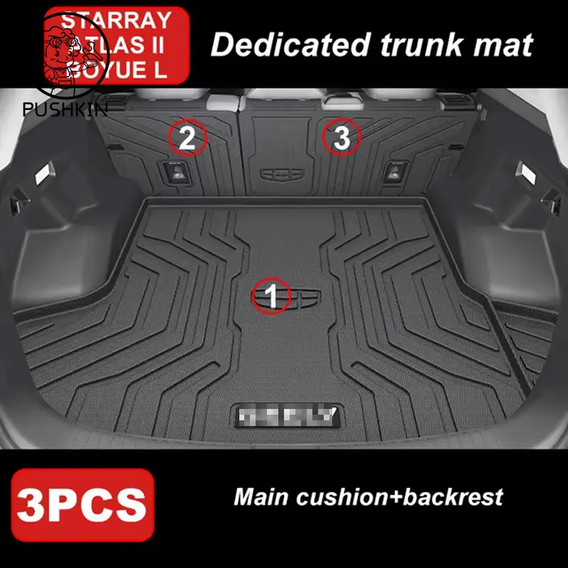 

Коврики в багажник на заказ, подходят для Geely Starray Atlas II Boyue L 2024 2025, водонепроницаемые прочные коврики для багажника, аксессуары, чехол