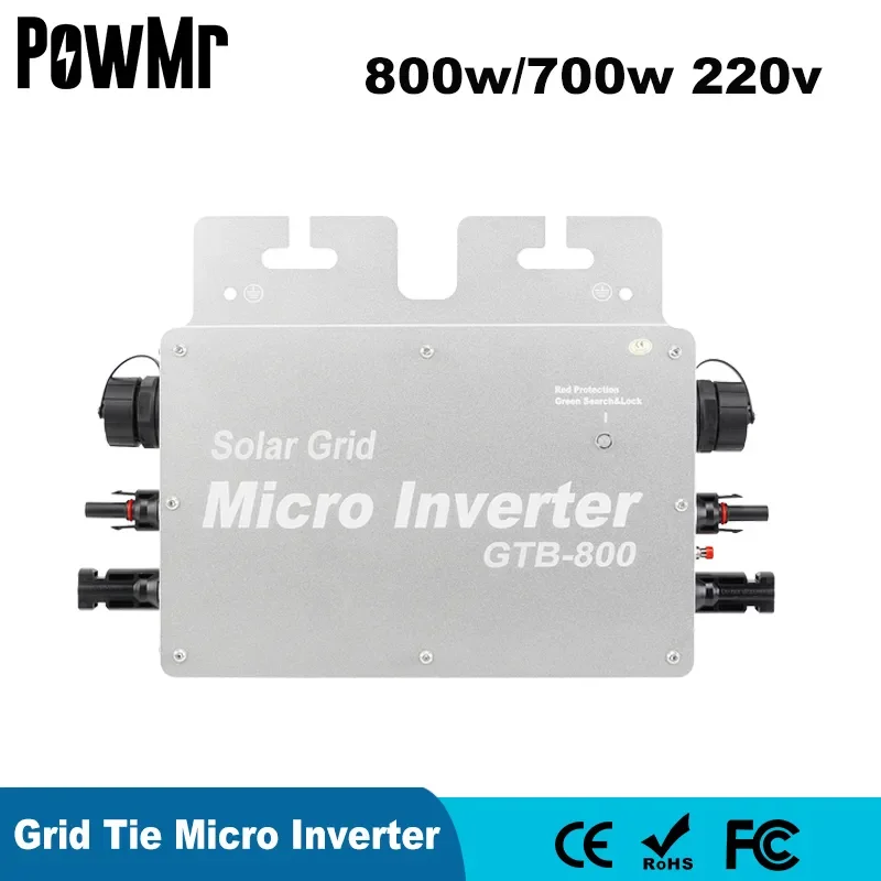 

PowMr 800W 700W Grid Tie Micro Solar Inverter 230VAC Micro Inverter MPPT Operating 20-50V with WIFI Monitor IP65 Waterproof