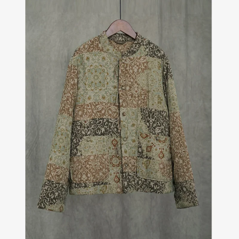 Новая китайская одежда с шлифовальным принтом и пряжкой на хлопковой подкладке