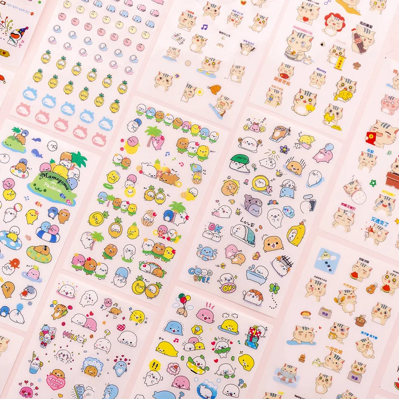 

6pcs Cartoon Scrapbooking Stickers Book Student Kids Toys Notebook Label Decorative Stickers Cute