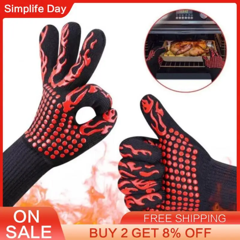 

Hand Bakewere Oven Mitts Gloves BBQ Silicon Gloves High Temperature Anti-scalding 500/800 Degree Insulation Barbecue Microwave