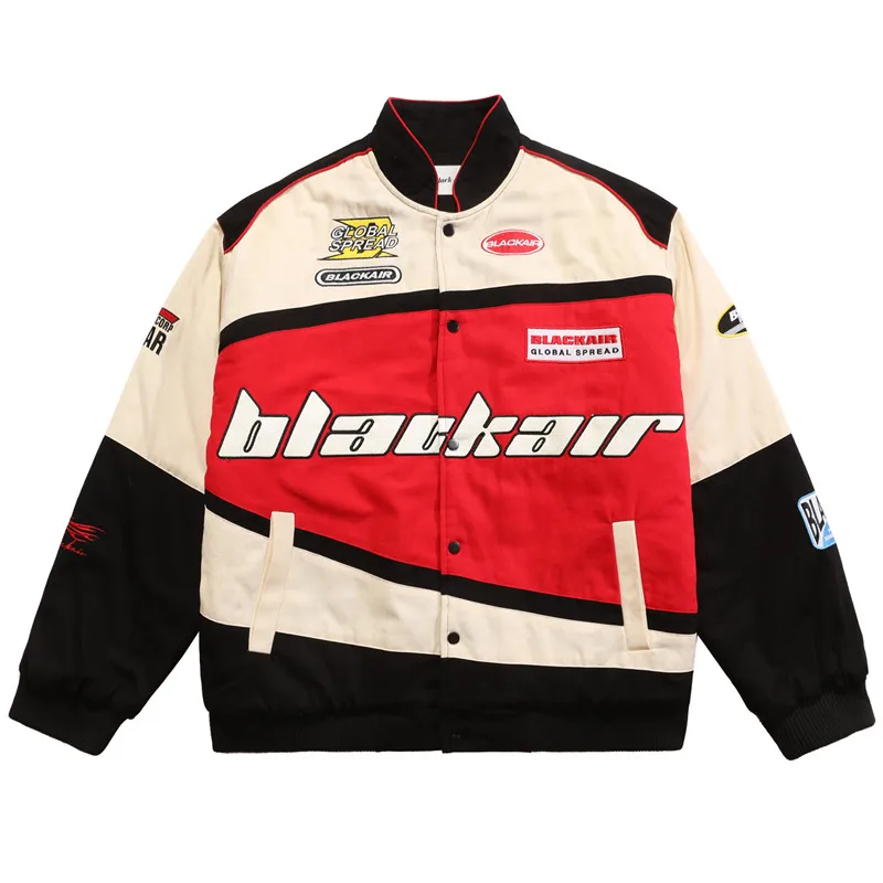 Streetwear Letter Embroidery Patchwork Puffer Winter Harajuk
