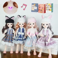 kieka kawaii 30cm bjd doll lolita style dresses with light music princess dolls plush hat toys for girls birthday gift