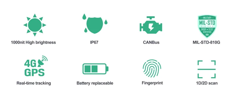 Фото 10-дюймовый защищенный планшетный ПК на Android с GPS, 4G/WiFi/BT, RS232, IP67, 1000 нит, 8000 мАч, восьмиядерный процессор для управления автопарком №2