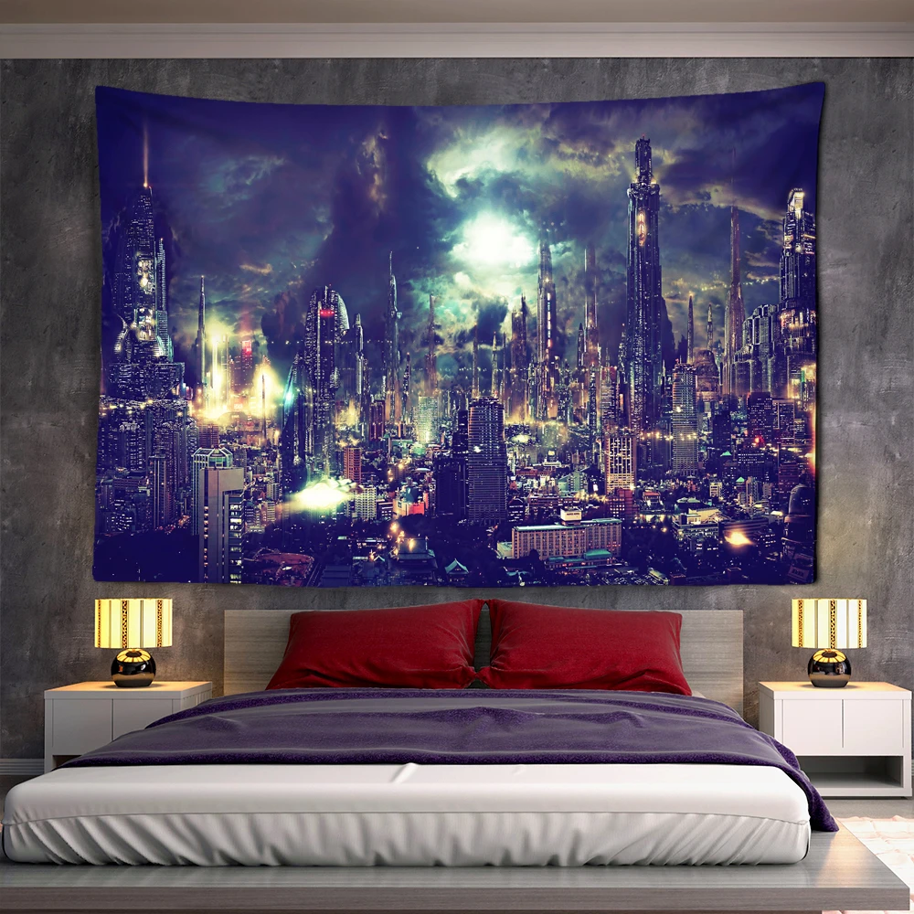 

Beautiful Night Scene Tapestry Bohemian Wall Hanging Dream Hanging Cloth Mandala Printed Tapestry Living Room Bedroom Home Decor