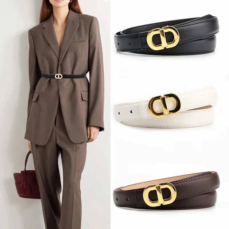 Luxury Brand Pu Leather Belt For Women Designer Alloy Buckle Waist Strap Female Jeans Trouser Dress Waistband