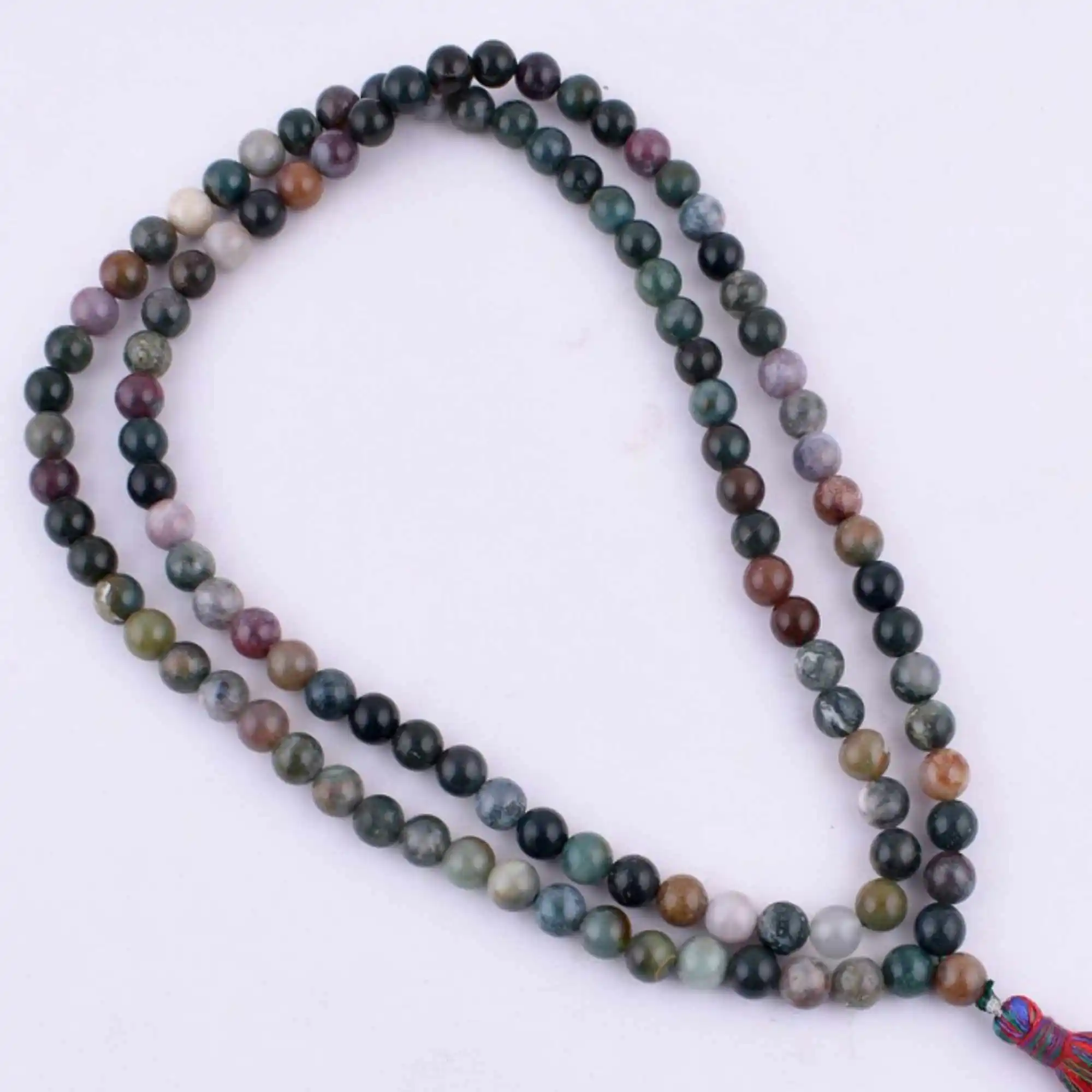 

6mm Natural knot Moss Agate gemstone beads necklace Seven Chakras National Style Spirituality Beaded Jasper Glowing Healing