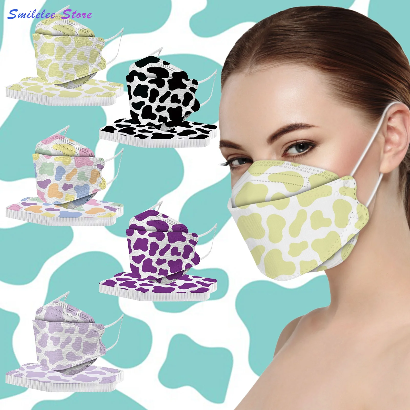 

Adult Fish-shaped Milk Pattern Printing Cow Pattern Print Fashion Cute Kawaii Lovely Mask Protective Mask Mouth Cover Cosplay