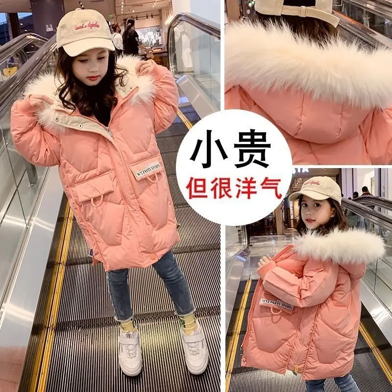 

Girls Winter Jacket Cotton Padded Clothes New Korean Child Foreign Style Parkas Teenagers Down Jackets Kids Hooded Outerwear