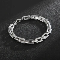 silver color square hollow wrist bracelets for men double single layer stainless steel blade chain bracelets hip hop jewelry