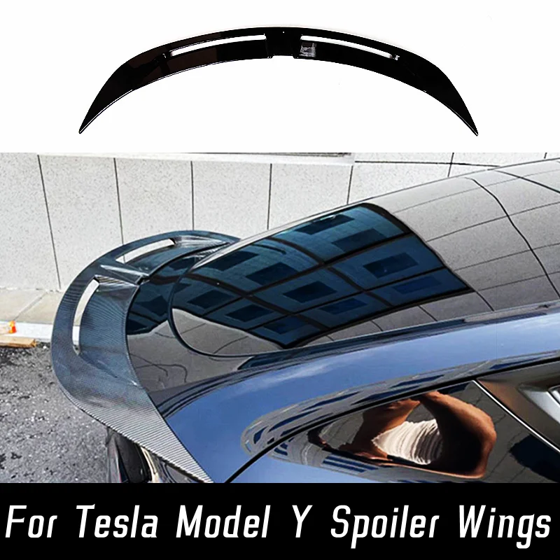 For Tesla Model Y 2021 2022 2023 Turbo Style Carbon Black ABS Exterior Parts Rear Trunk Lid Boot Ducktail Lip Spoiler Wings