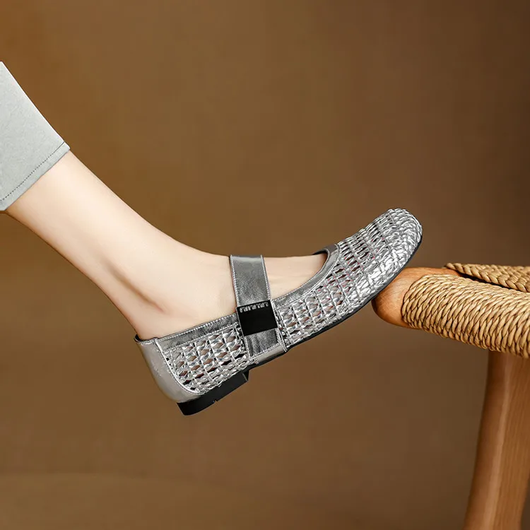 Серебряные полые дизайнерские джинсы Мэри весенние модные женские туфли на