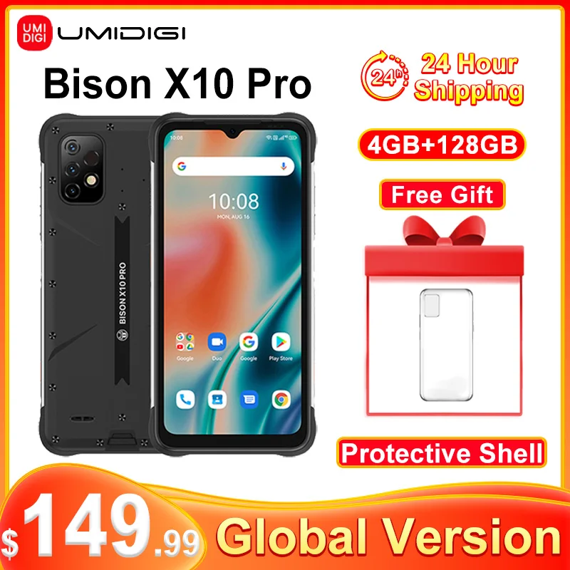 Смартфон UMIDIGI Bison X10 Pro телефон повышенной прочности 4 Гб + 128 ГБ NFC IP68 и IP69K тройная