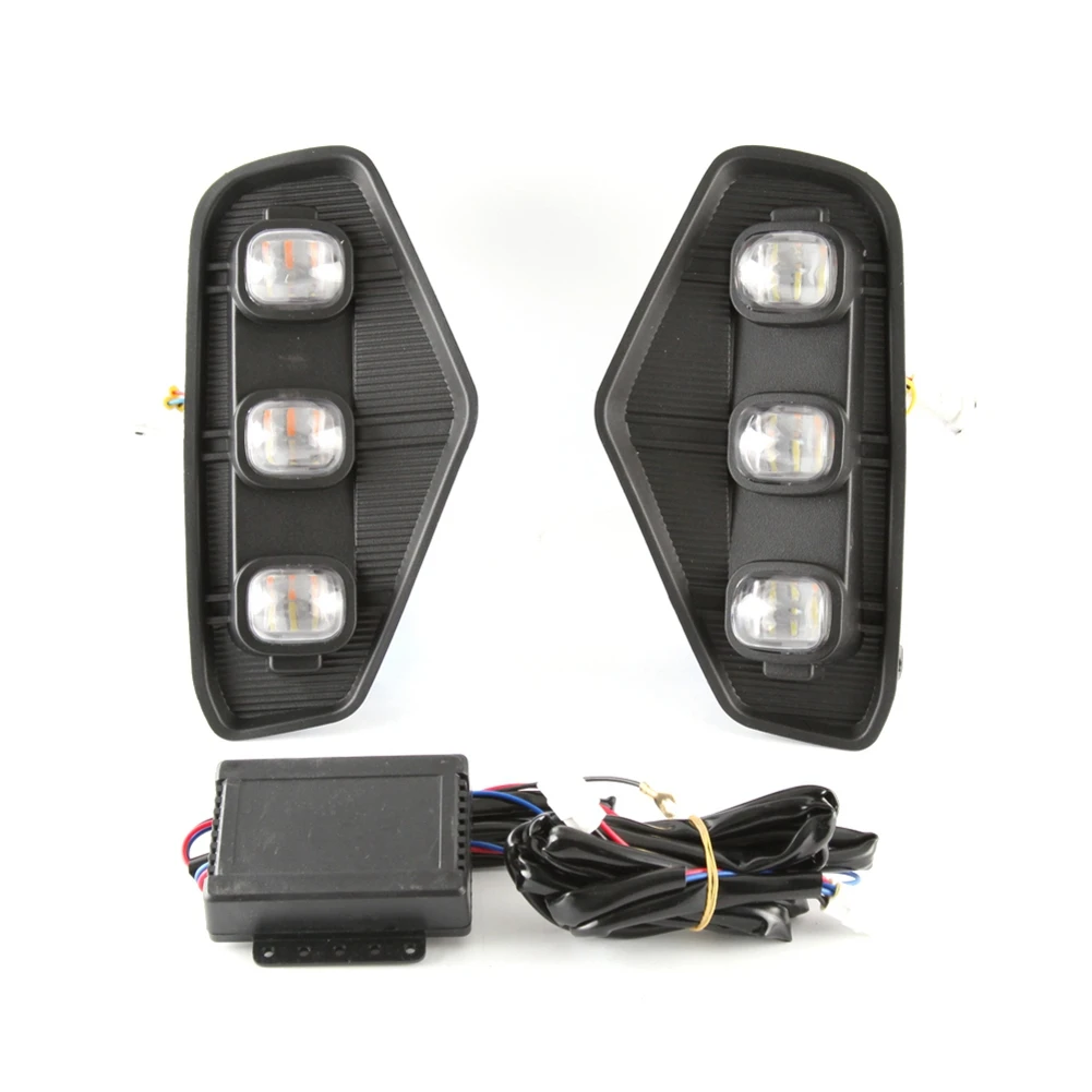 

1 пара светодиодный ных дневных ходосветильник огней DRL, противотуманные фары с указателем поворота, белый, янтарный и красный свет для Nissan ...