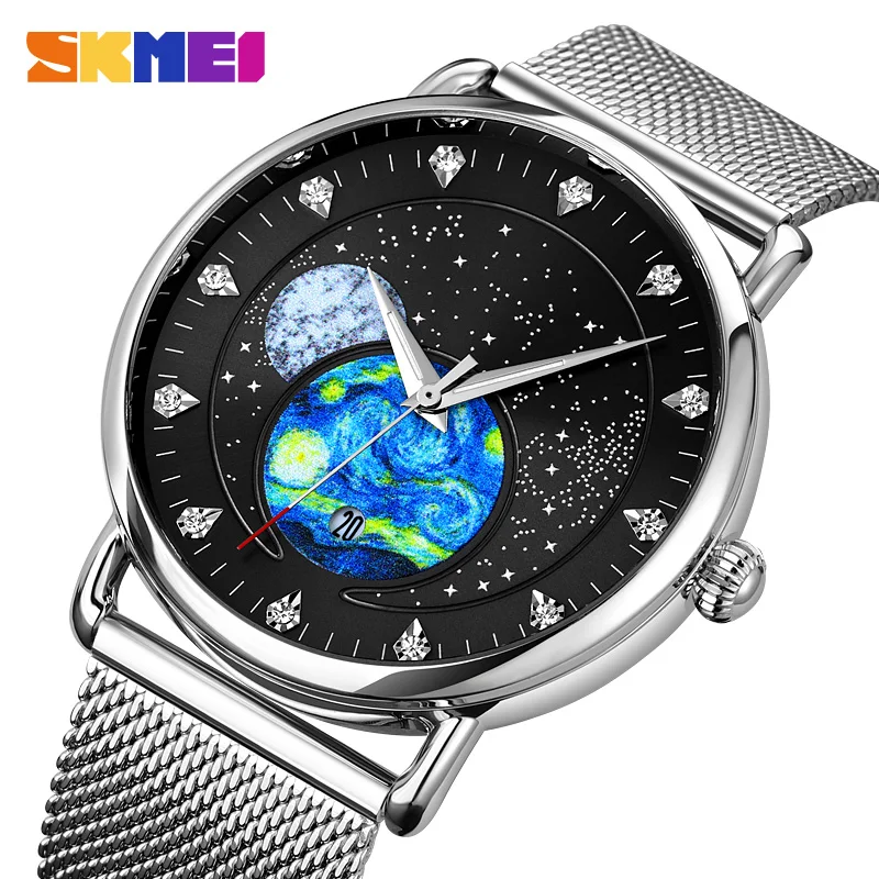 

SKMEI Fashion Business Quartz Watch For Men Starry Universe Dial Elegant Men's Watches Calendar Clock Dress Original Wristwatch