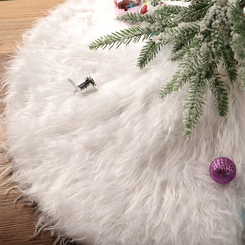 

Christmas Tree Skirt Faux Fur Carpet Snowflake White Plush Mat For Home Xmas Tree New Year Decor Noel Apron Ornament 78/90/122cm