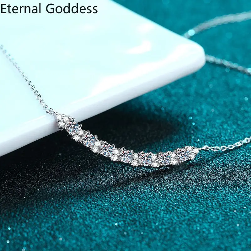 

925 Sterling Silver Moissanite Necklace Diamond High Jewelry Women's Engagement Gift Genuine Tested Necklace for Women
