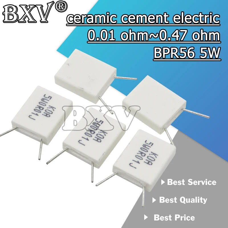 

10PCS/LOT BPR56 5W 0.001 0.1 0.15 0.22 0.25 0.33 0.5 Ohm Non-inductive Ceramic Cement Resistor 0.1R 0.15R 0.22R 0.25R 0.33R 0.5R
