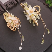 retro flower butterfly tassel hair claws hanfu style metal crab hair clips pearl shark clip for women girls hair accessories