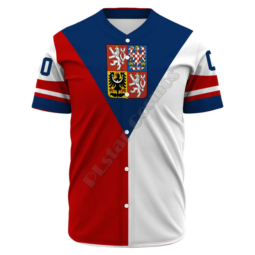 Custom Name Czech Republic Team Hockey Jersey Style New Baseball Jerseys 3D Printed Baseball Shirt Casual Shirts hip hop Tops