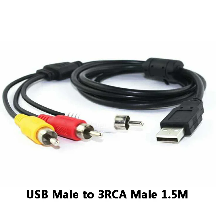 1 шт. USB штекер к 3 RCA Женский адаптер аудио преобразователь видео AV A/V кабель на для