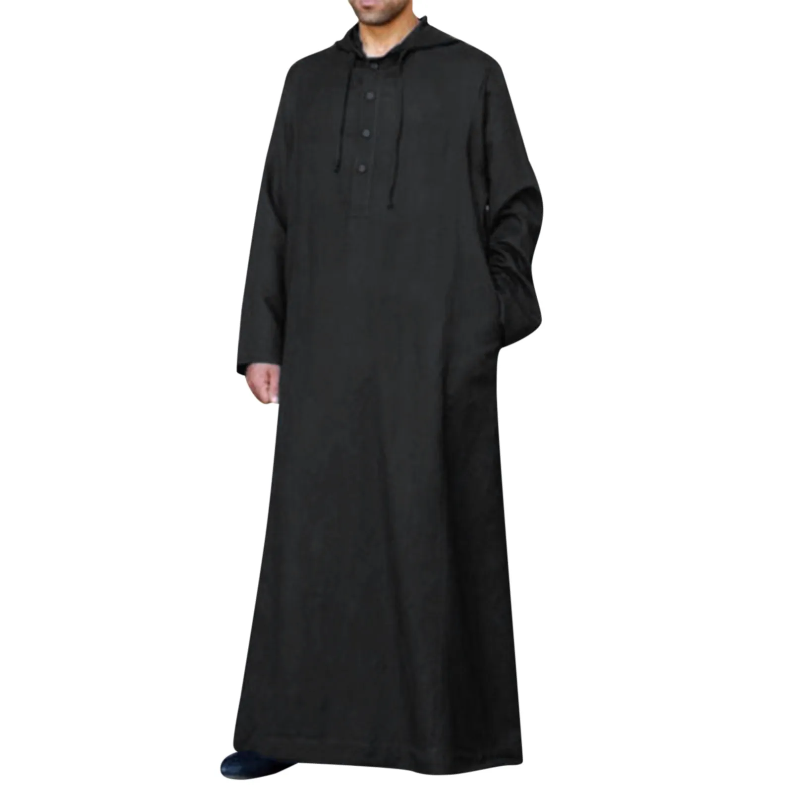 

Muslim Robe Men Jubba Thobe Saudi Arabia Kaftan Homme Musulman Abaya Loose Casual Hooded Islamic Clothing Solid Color Robes