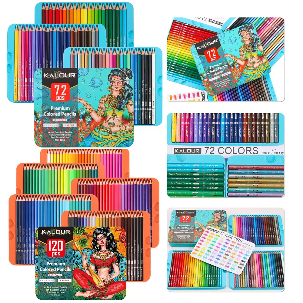 

KALOUR 72 120 Colour Drawing Pencil Set Professional Oil Colored Pencil Set Best Gift for Boy Girl Birthday Back To School