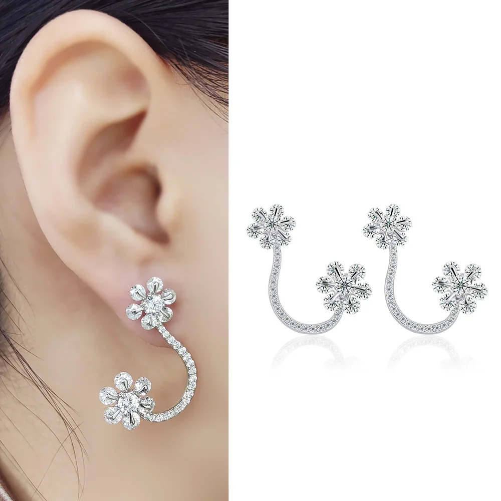 Серьги-подвески женские из серебра 925 пробы с фианитами, 3,2 г