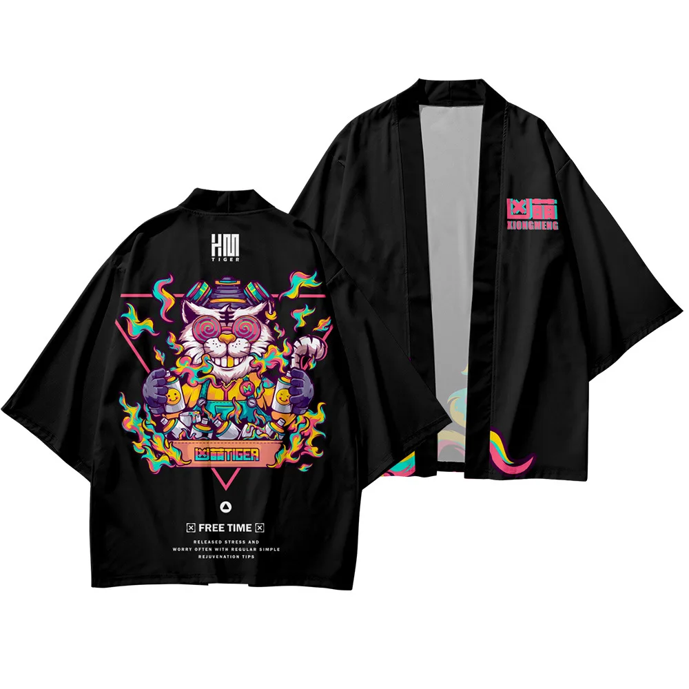

2021 Retro Kimono Pants Japanese Style Women Men Short Sleeve Shirts Asian Fashion Harajuku Streetwear Hanfu Yukata Jackets
