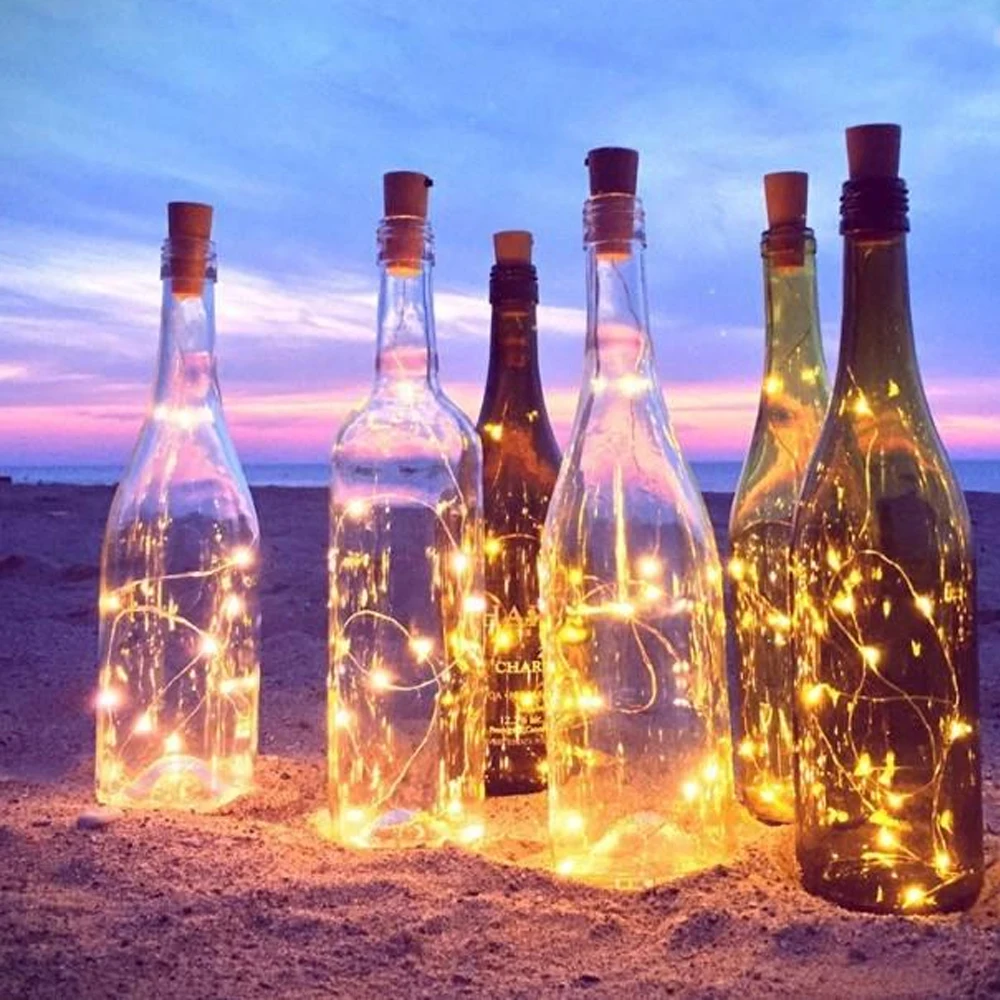 

20 LED New Year Christmas Decorations Wine Jar Bottle Lights Cork Battery Powered for Home Christmas Tree Decorations 2022