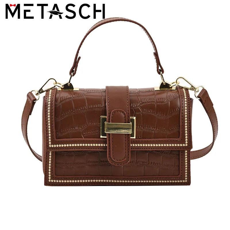 

METASCH Popular Retro Commuter Small Square Bag Female 2022 New High Quanlity Texture Autumn And Winter Shoulder Crossbody Bag