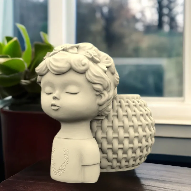 

Wreath Girl Silicone Mold for Handmade Desktop Decoration Gypsum Resin Pen Holder Flower Pot Candlestick Silicone Mould