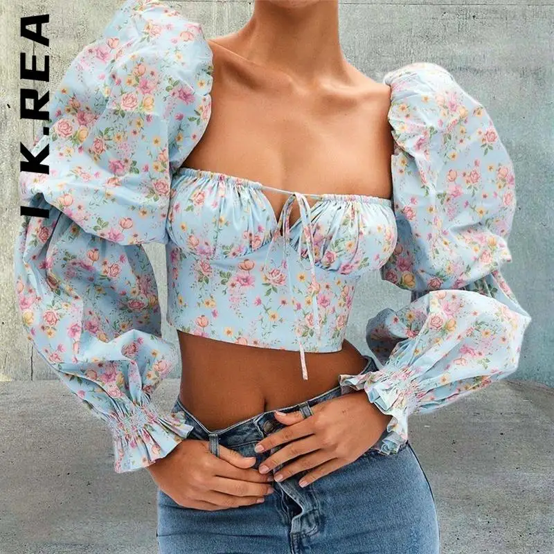 

I K.Rea Women Blouse 2022 Soft Ladies Woman Top Vintage Party Top Women Slim Woman Blouses Retro Harajuku Party Tops Female