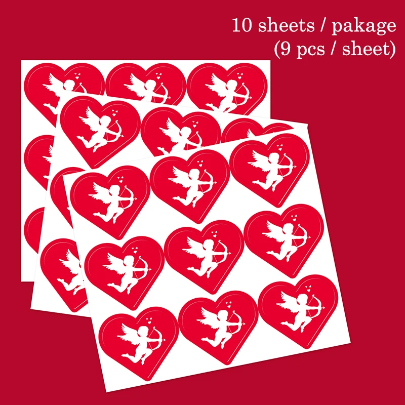

10Sheets Love Shape Label Stickers For Valentine's Day Wedding Lover Gifts Decor