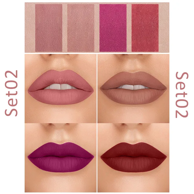 4Pcs/Set Waterproof Lipstick 5