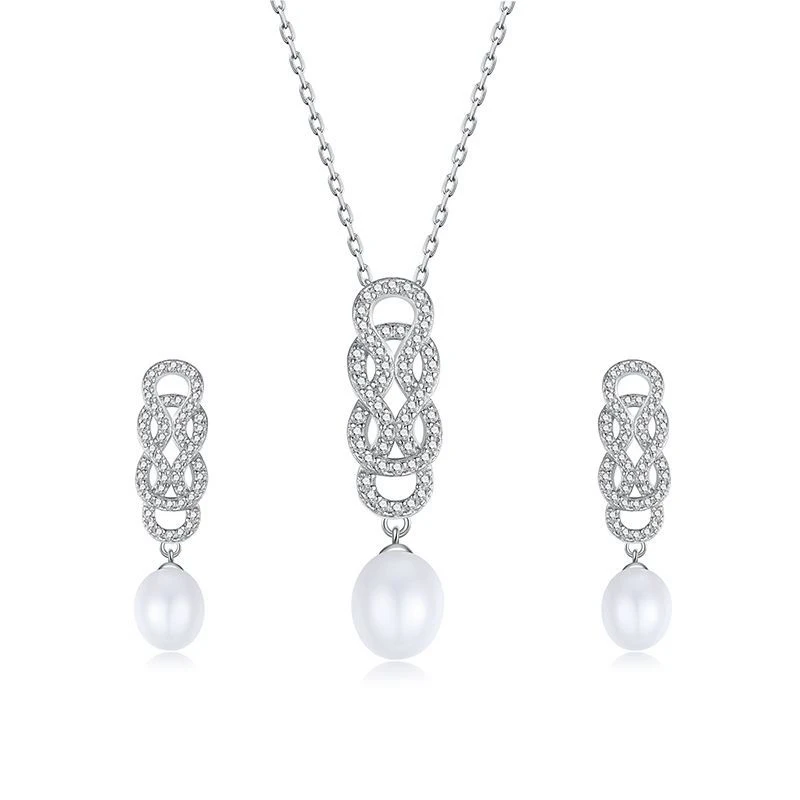 

Genuine 925 Sterling Silver Women's Jewelry Luxury Necklace Earring Set For Women Bride Wedding Party Silver 925 Jewelry Gift