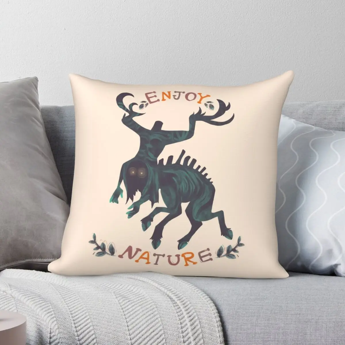 

Enjoy Nature Pillowcase Polyester Linen Velvet Creative Zip Decor Pillow Case Bed Cushion Cover