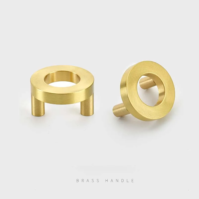 

Pure Copper Drawer Small Handle Brass Round Double Hole Cabinet Furniture Cabinet Wardrobe Door Handle Nordic Gold Simple Knob