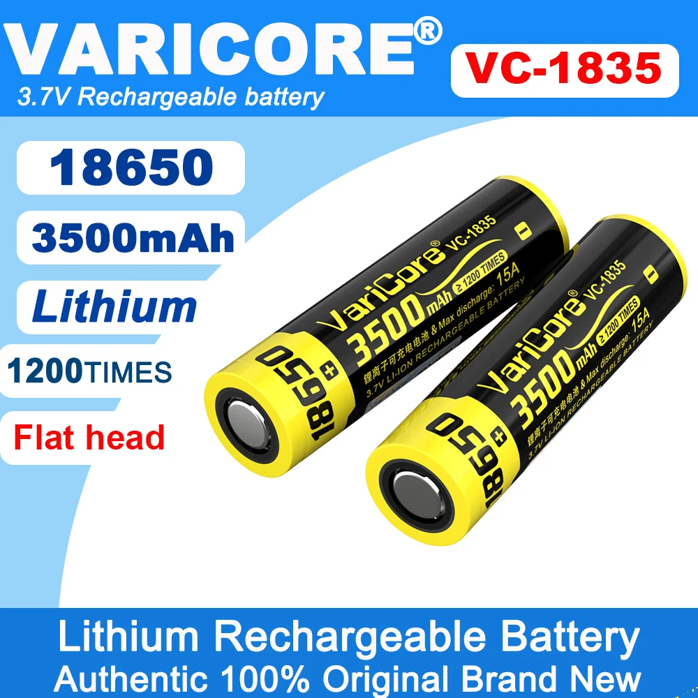 VariCore 3.7V 3500mAh 18650 Akumulator Litowy 15A rozładowanie do Latarki Czołowej Przenośnego Power Banku