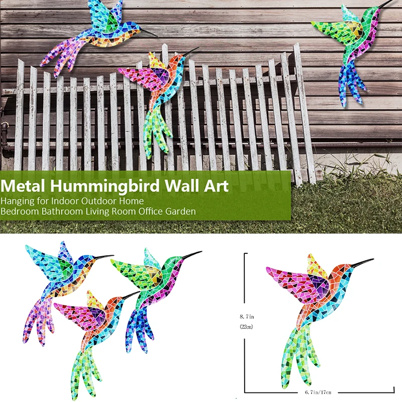 

1PC Metal Hummingbird Wall Art Decor Universal Bedroom Office Vintage Sculptures Outdoor Hanging Ornament For Garden Home Decor