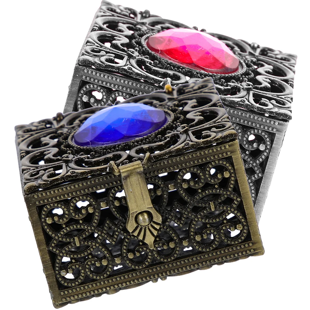 

Box Earring Organizer Vintage Jewelry Case Necklace Exquisite Metal Storage