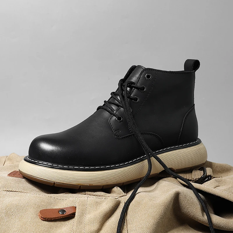 Мужские повседневные ботинки-мартинсы YOGA WASSUP кожаная обувь на шнуровке