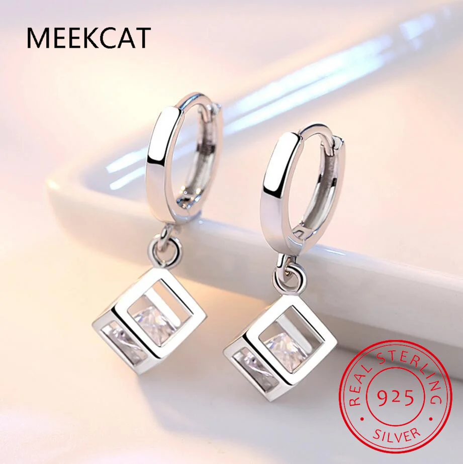 

Женские серьги из серебра 925 пробы, с квадратной подвеской
