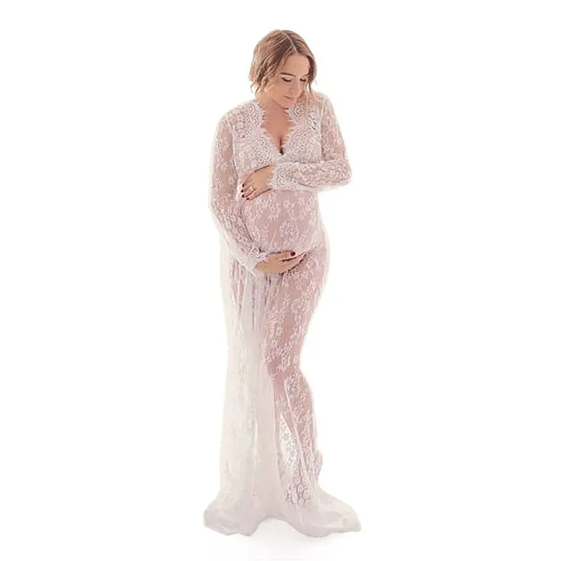 

2022 Pregnancy Dresses Fancy Shooting Photo Pregnant Clothes Photography Props Maxi Lace Maternity Gown Maternity Clothing