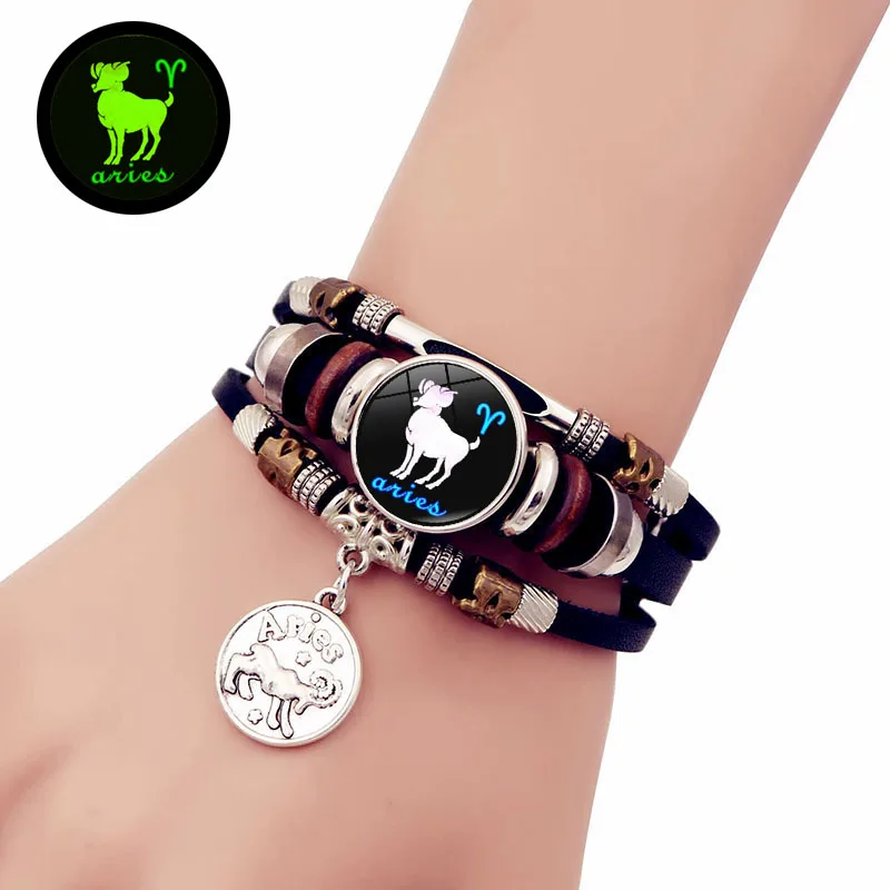 Светящиеся браслеты с 12 созвездиями для мужчин и женщин модный Многослойный