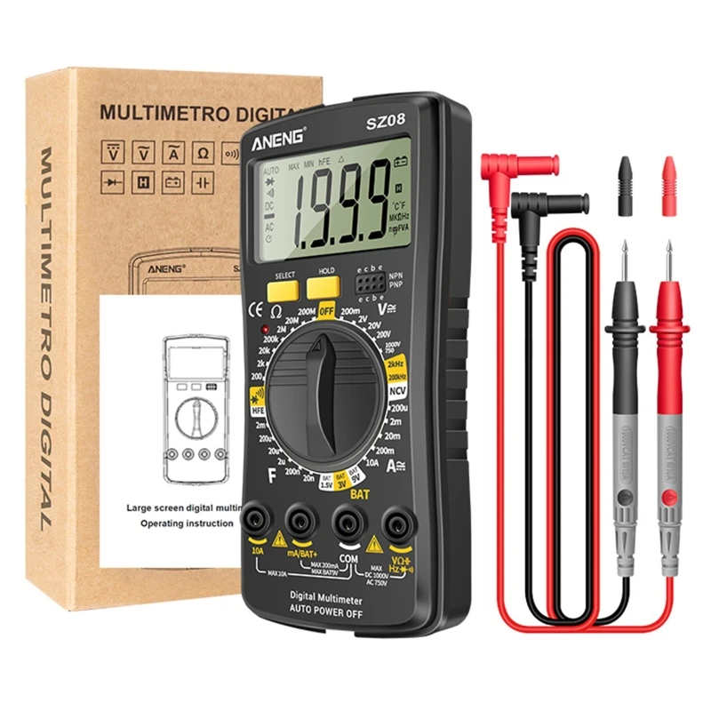 

2022 Digital Multimeter Professional Autoranging Multitester Measures AC/DC Current Voltage Capacitance NCV Resistance Diodes