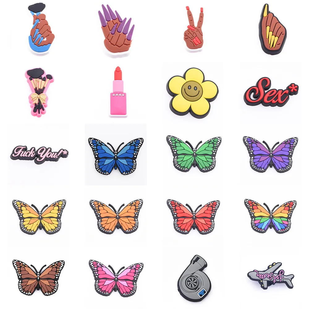 1 шт. разноцветные радужные подвески в форме бабочки для женщин стиле афро Кроксы