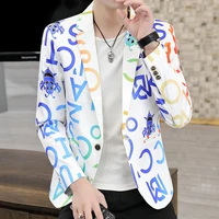 2022 spring and autumn fashion new mens casual letter printing long sleeve slim suit blazers jacket coat men blazers