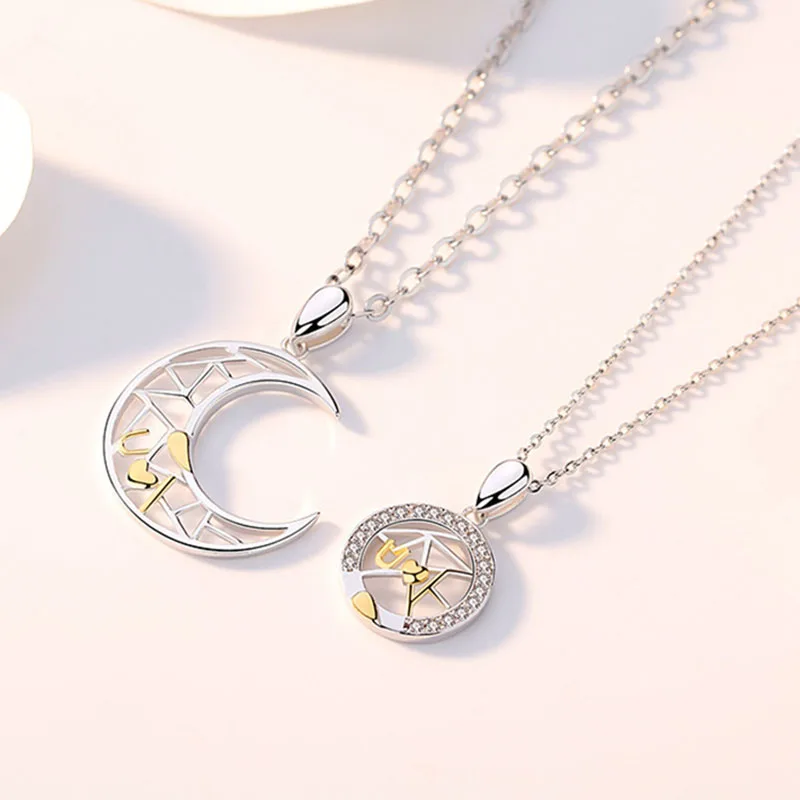 

2022 New Valentine's Day Explosion Sun And Crescent Shape Can Be Spliced ​​Couple Necklace Men's And Women's Cross Chain